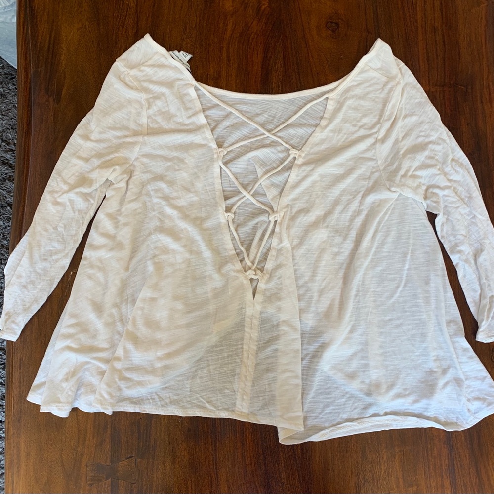 AE white tie up long sleeve